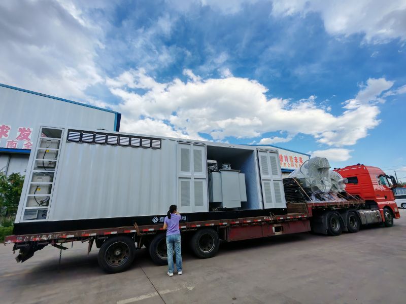 3150kva箱變配2台1200kw/660v正壓防爆電機發貨新疆（jiāng）